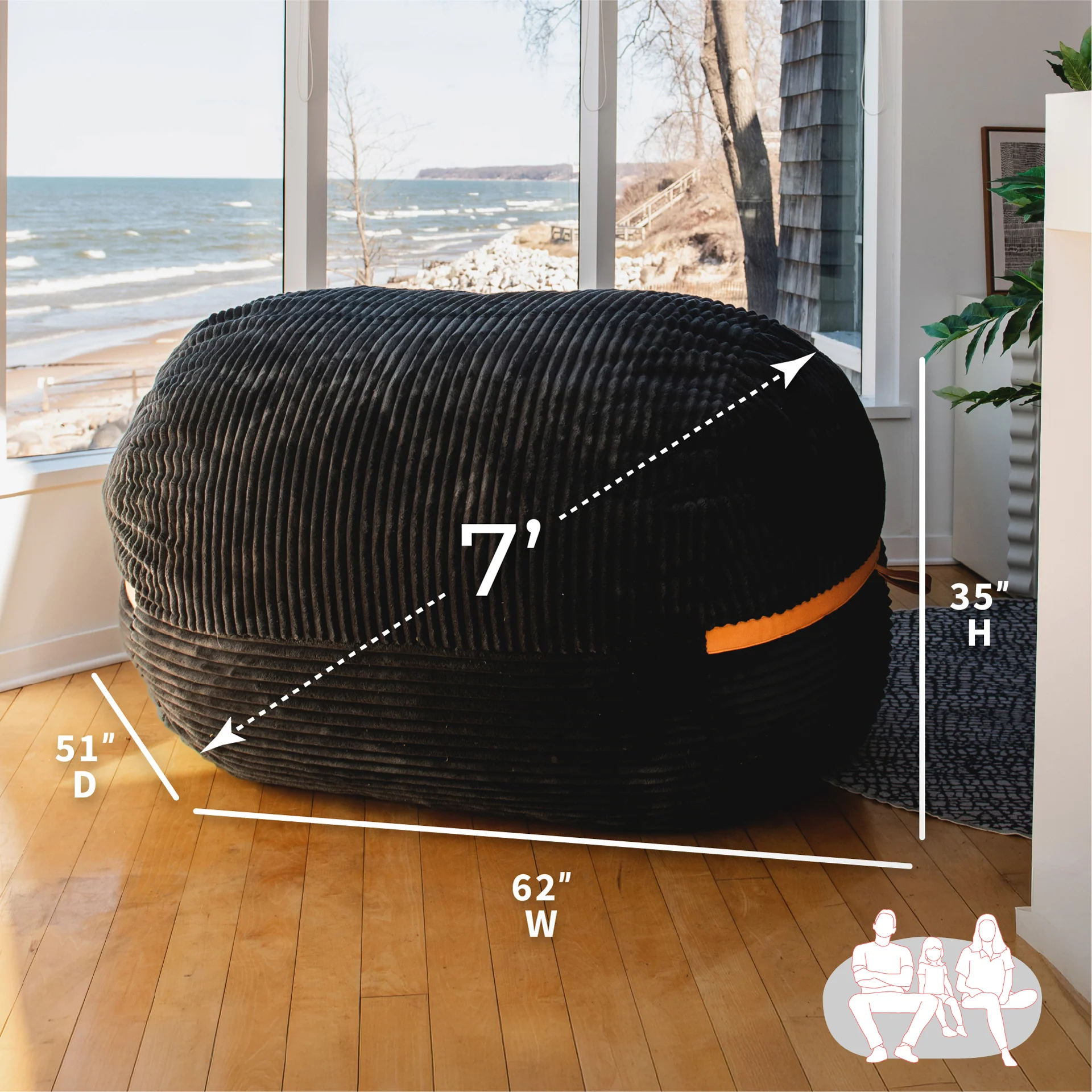 Fuf® 7Ft Foam Bean Bag - Image 13