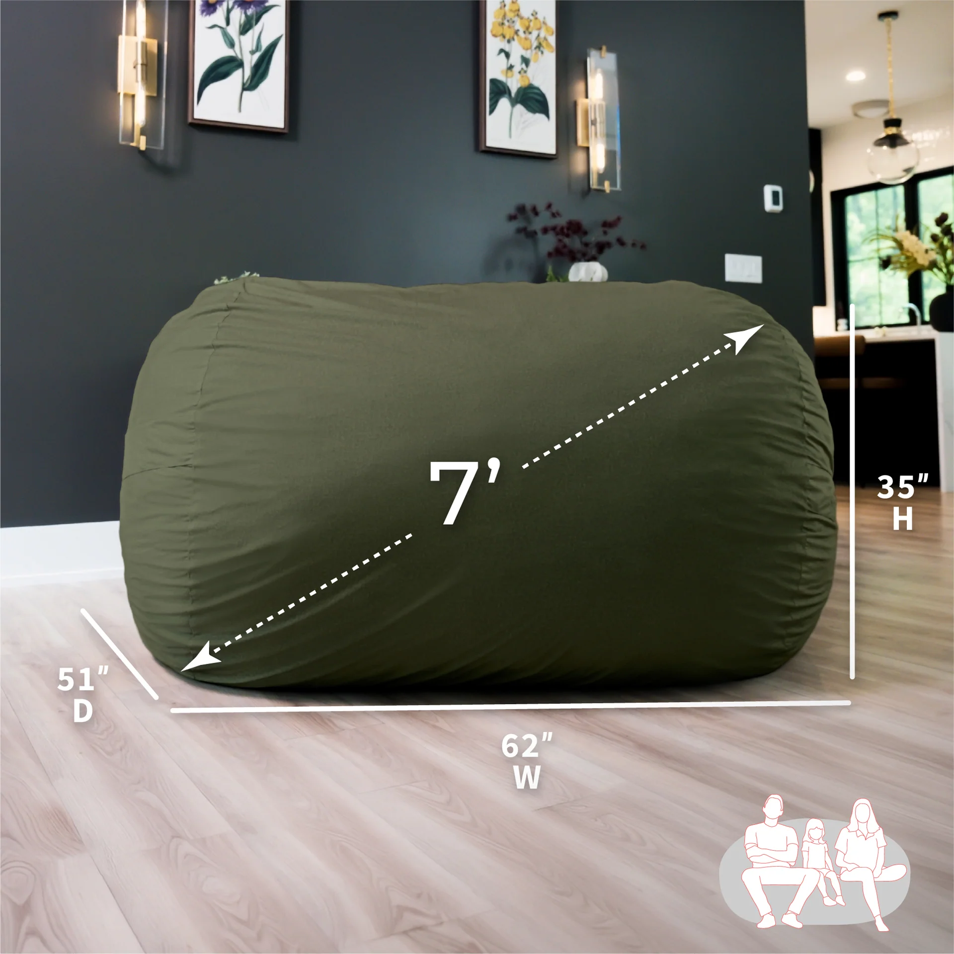 Fuf® 7Ft Foam Bean Bag - Image 176