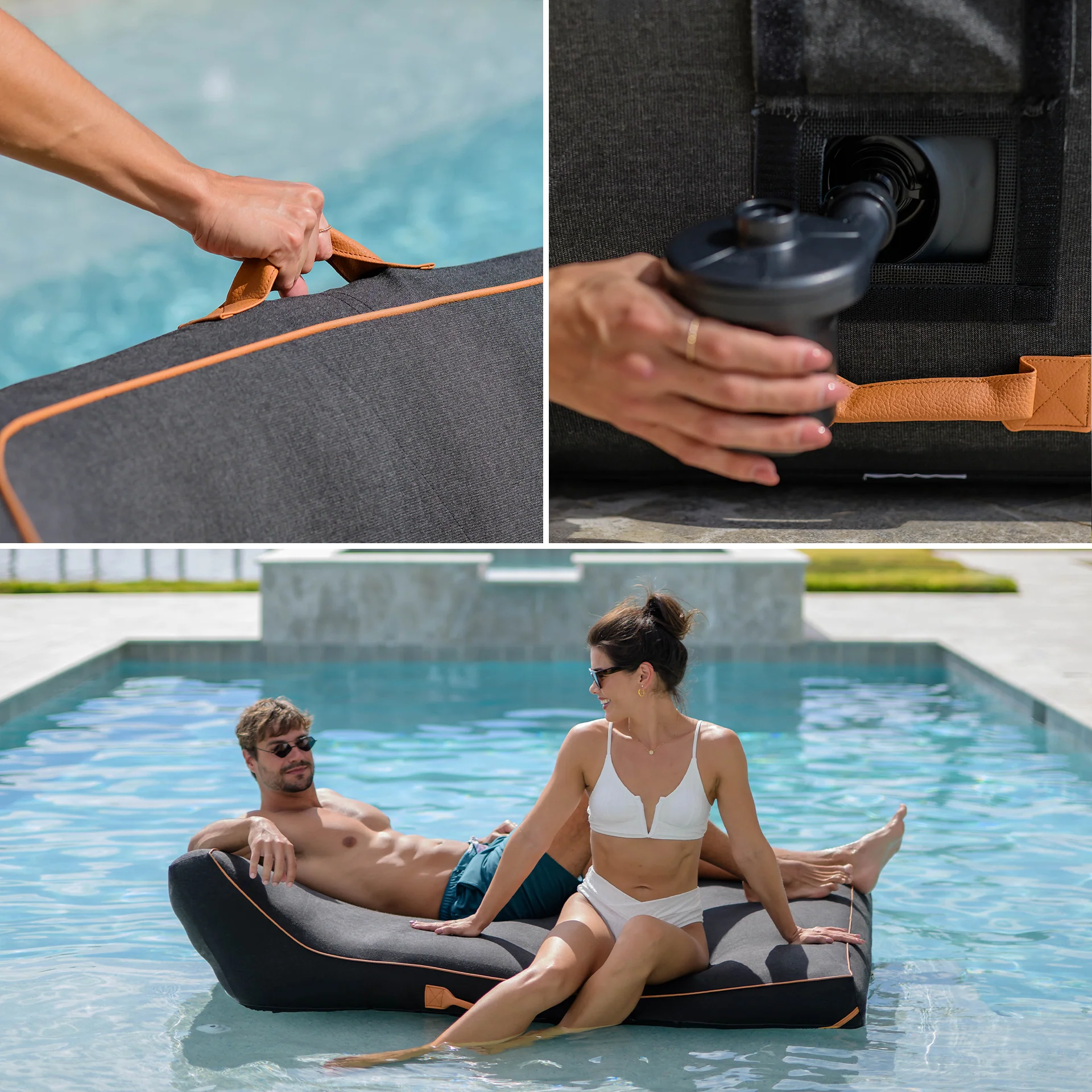 Lux Double Inflatable Chaise Pool Float with Sunbrella® Fabric - Image 5